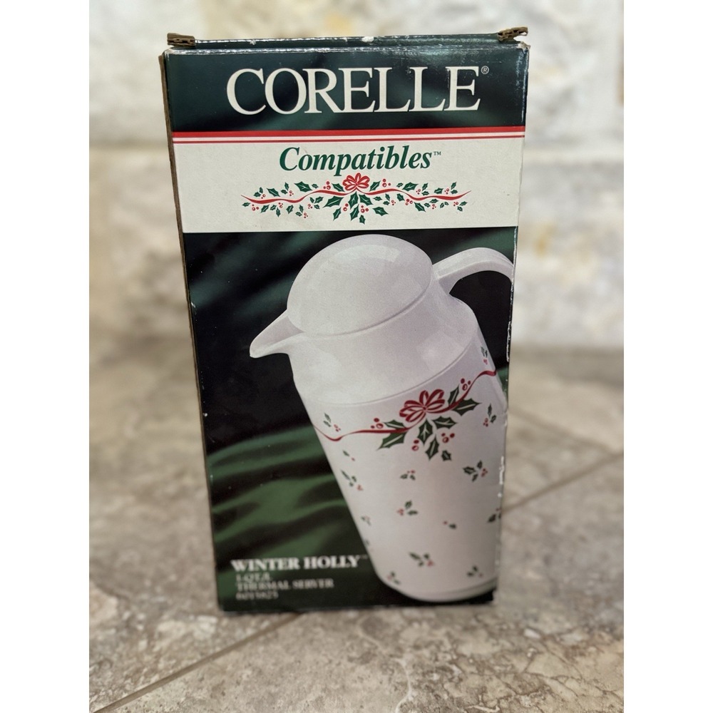 Vintage Corelle Compatibles Winter Holly Christmas 1 QT‎ Thermal Server-Carafe - Picture 6 of 11
